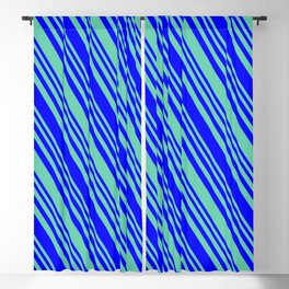 [ Thumbnail: Aquamarine and Blue Colored Lines/Stripes Pattern Blackout Curtain ]