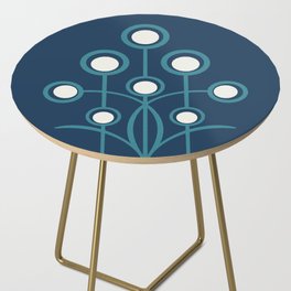 Art Deco geometric flowers - teal and indigo Side Table