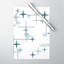 Mid Century Modern Stars (Teal) Wrapping Paper