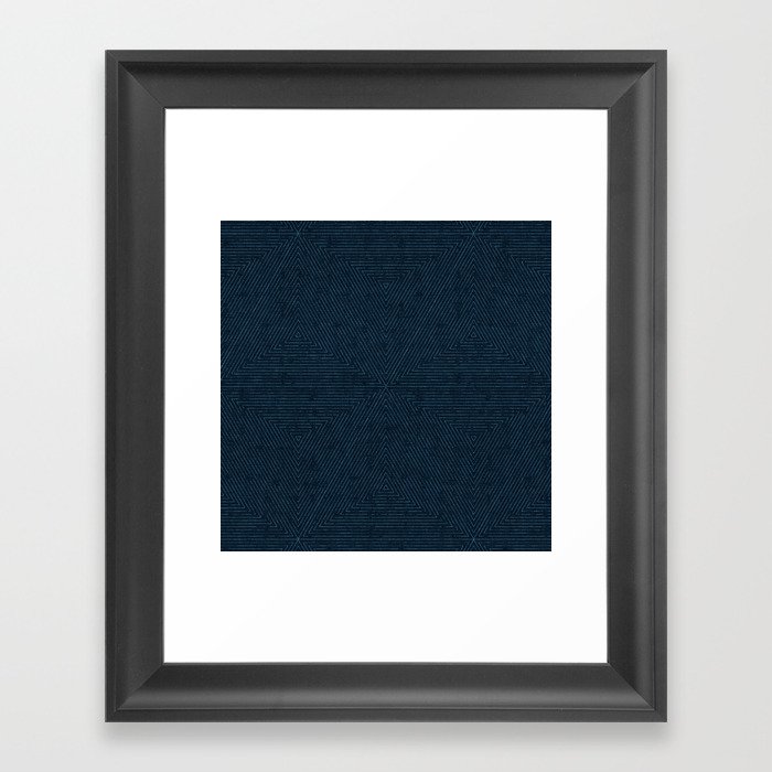 boho triangle stripes - navy Framed Art Print