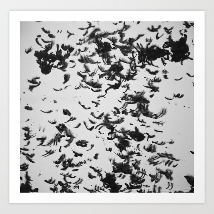 Black Feathers Falling 4 Art Print by Cass Burton