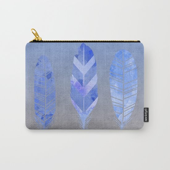 Blue Feather watercolor art Carry-All Pouch