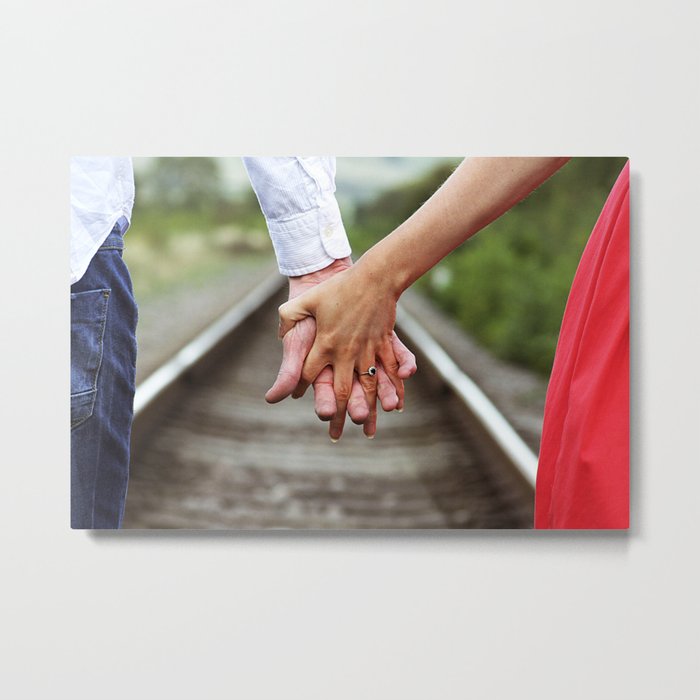Holding Hands And Engaged Metal Print
