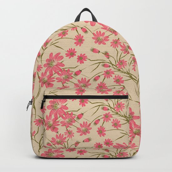 Floral pattern on beige background Backpack