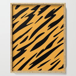 Abstract black and orange stripes Tiger Skin pattern Serving Tray