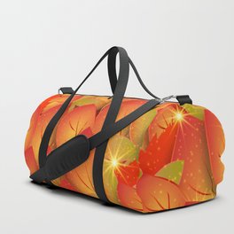 Orange Leaves Pattern Design Duffle Bag