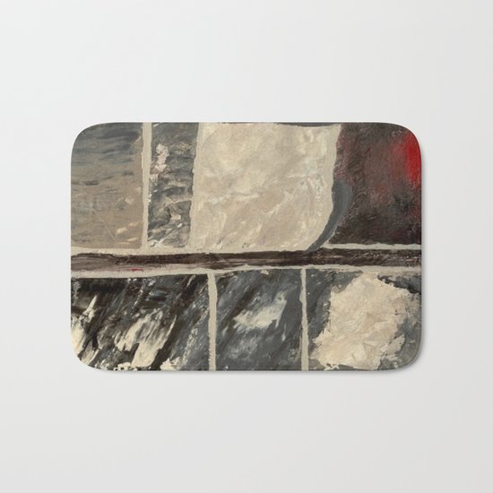Textured Marble Popular Painterly Abstract Pattern - Black White Gray Red Bath Mat