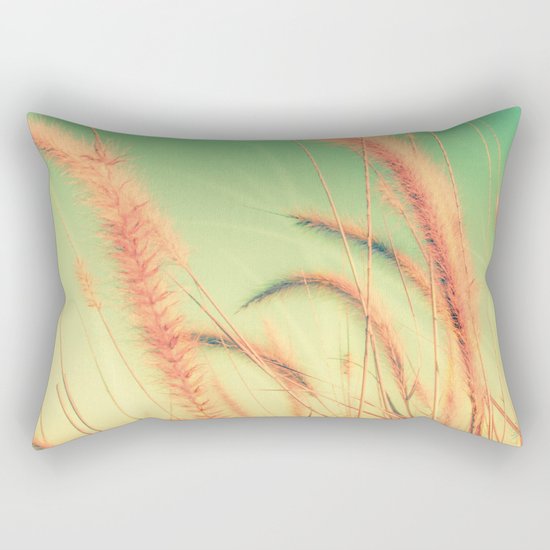 Swing into Spring (Reed Plants with Mint Green Sky Background) Rectangular Pillow