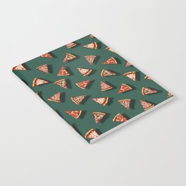 Pizza Party Pattern - Floating Pizza Slices on Teal Notebook