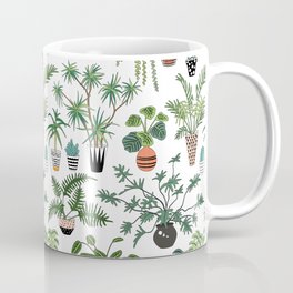 plants and pots pattern Coffee Mug | Curated, Leaves, Summer, Green, Pattern, Trendy, Leaf, Graphicdesign, Artwork, Cacti 