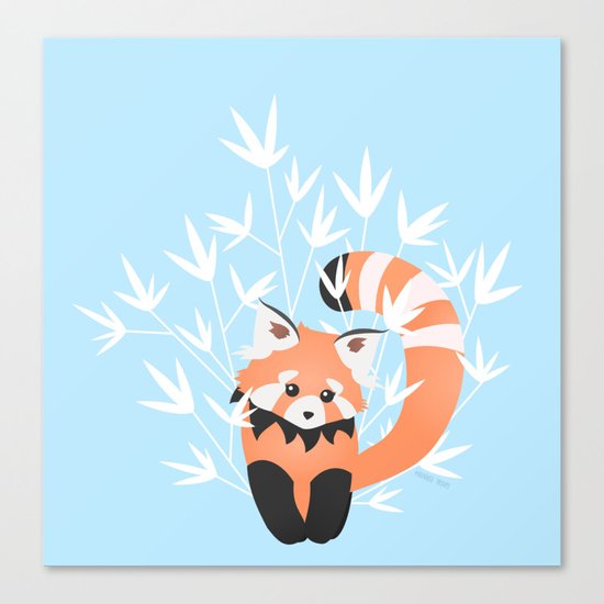 Baby Red Panda / Sky Canvas Print