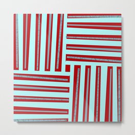 meeting of horizontal and vertical lines Metal Print | Digital, Typography, Blue, Horizontal, Art, Symmetrical, Red, Stencil, Lines, Illustration 