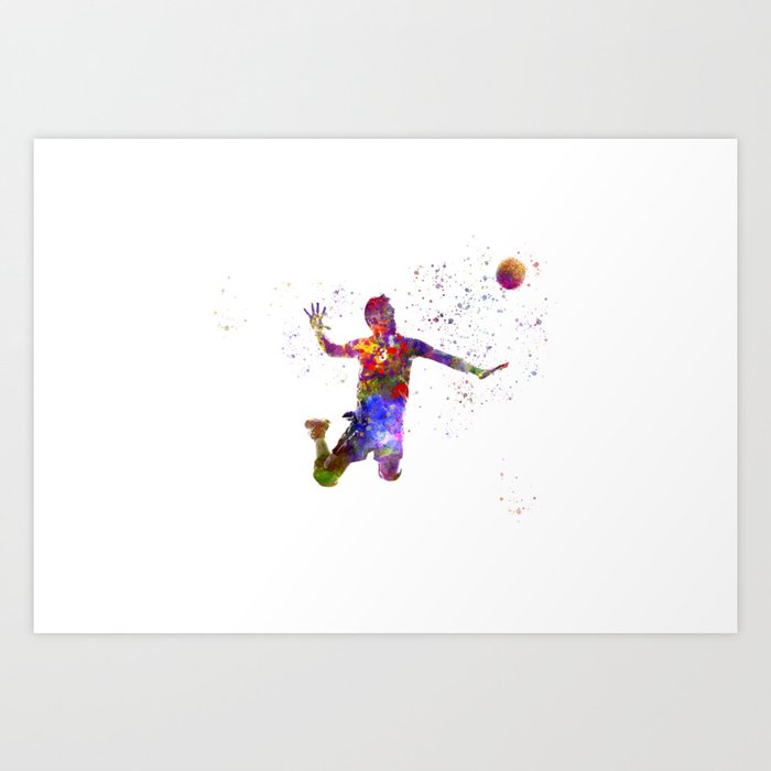 Volleyball player in watercolor Art Print