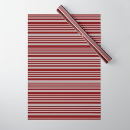[ Thumbnail: Dark Red and Dark Gray Colored Lines/Stripes Pattern Wrapping Paper ]