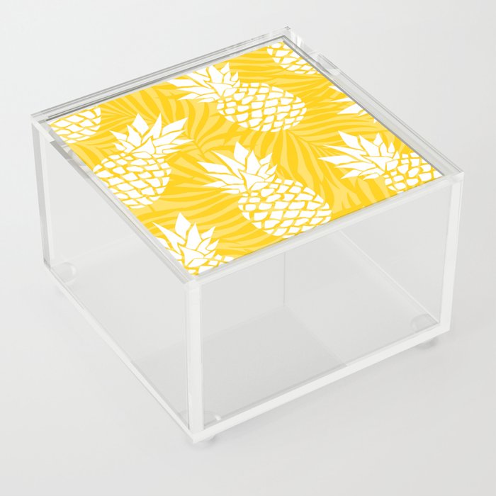 Bright Yellow, Summer, Pineapple Art Acrylic Box
