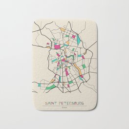 Colorful City Maps: Saint Petersburg, Russia Bath Mat | Saintpetersburg, City, Colorful, Urban, Russia, Minimal, Vintage, Creative, Straightoutta, Downtown 