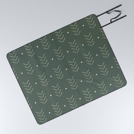Arrow Lines Geometric Pattern 2 in Sage Green Picnic Blanket