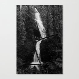 Murhut Falls Waterfall in Black and White (Washington) Canvas Print