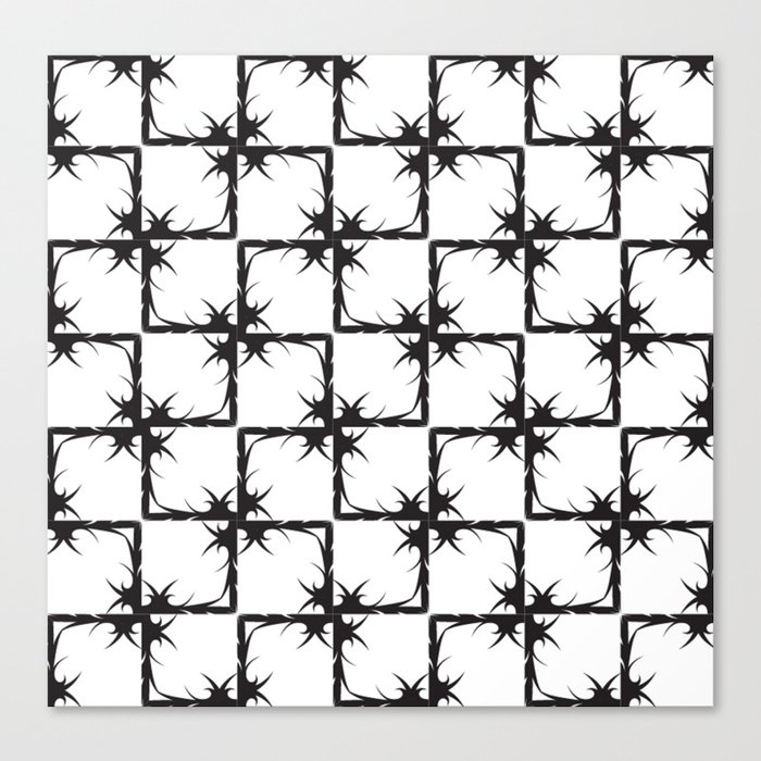 Black and white sharp spiky squares. Canvas Print