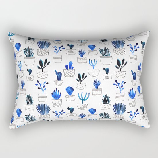 Blue cacti Rectangular Pillow