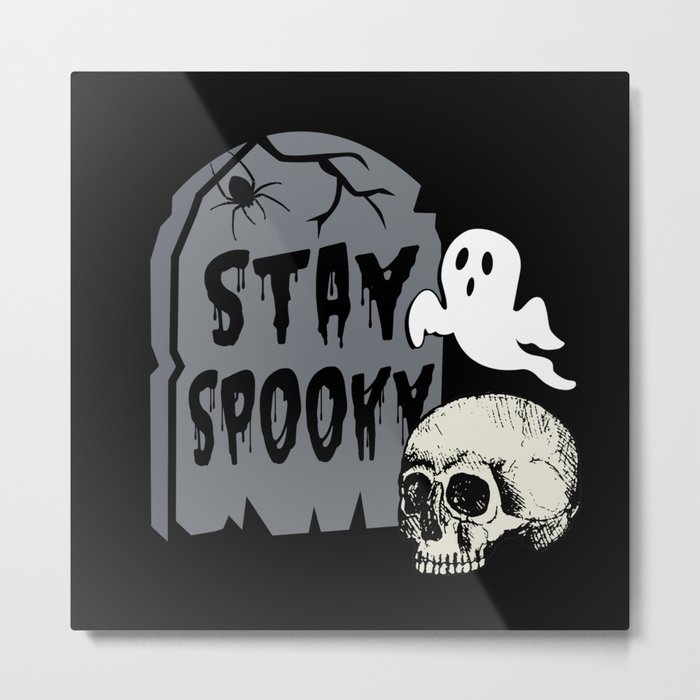 Halloween tombstonbe with ghosts spooky Metal Print