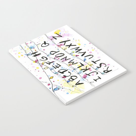 Stranger Things Alphabet Wall Christmas Lights Typography Notebook