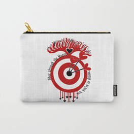 Shot through the Heart Carry-All Pouch | Shotthroughtheheart, Bulls Eye, Valentine, Stencil, Pattern, Digital, Flames, Valentinedesign, Graphicdesign, Illustration 