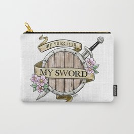 My Voice is in my Sword Carry-All Pouch | Sword, Myvoice, Voice, Tattoo, Quote, Macbeth, Flowers, Shield, Digital, Shakespeare 