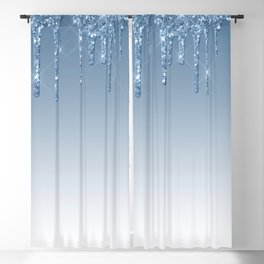 Blue Dripping Glitter Blackout Curtain