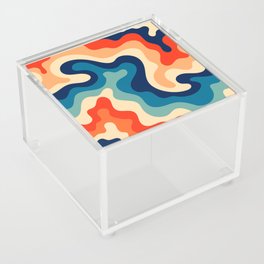 Retro 70s and 80s Abstract Soft and Flowing Layers Swirl Pattern Waves Art Vintage Color Palette 2 Acrylic Box
