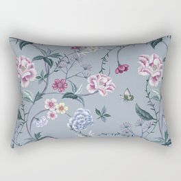 Chinoiserie, Blue flowers and birds Grandmillennial Rectangular Pillow