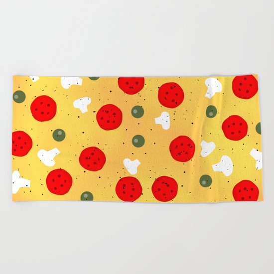 Cool and fun vector pizza Beach Towel