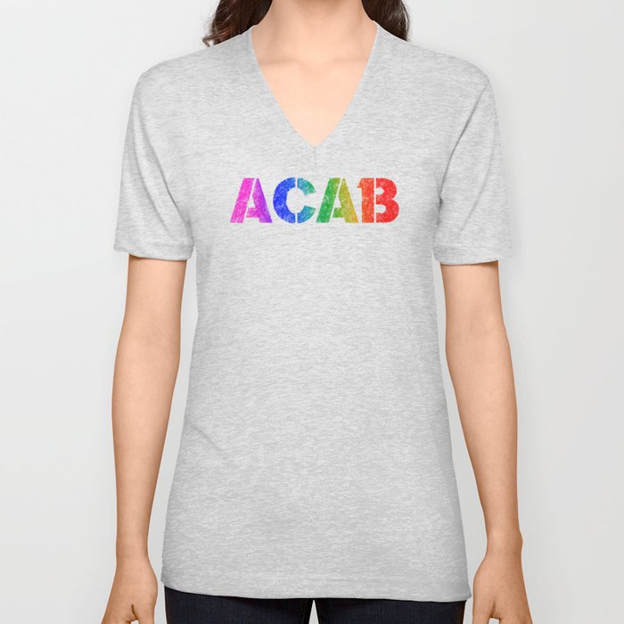 ACAB Rainbow - by Surveillance Clothing V Neck T Shirt