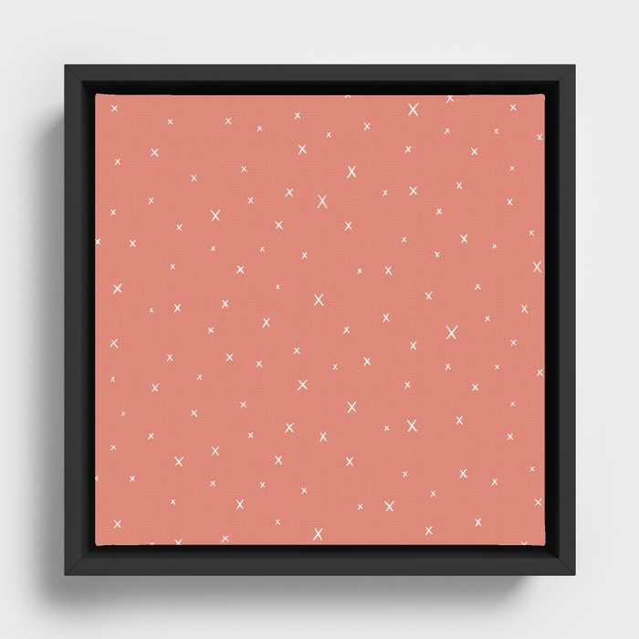 Minimal X's in Echeveria Pink Framed Canvas