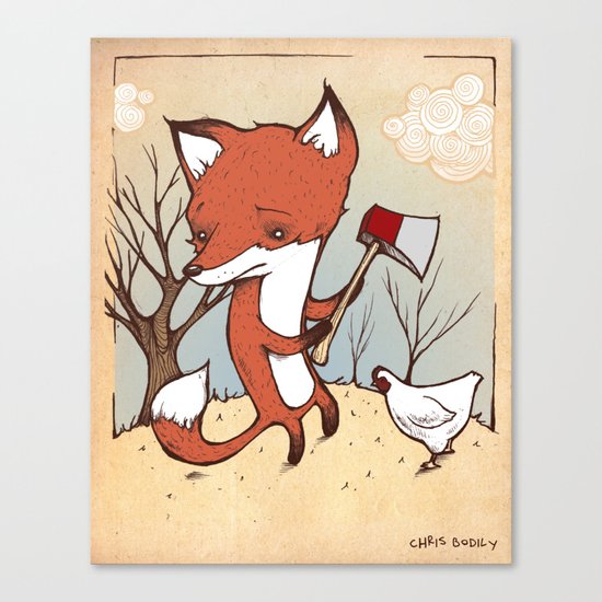 Fox and Chicken Canvas Print