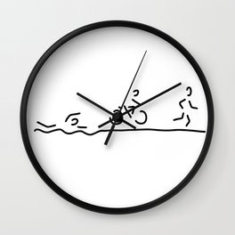 triathlon triathlet Wall Clock | Illustration, Abstract, Painting, Black and White 