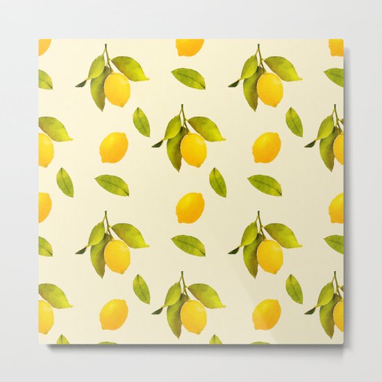 Lemon Pattern Metal Print