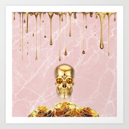 Gold skull Art Print | Goldflowers, Goth, Rose, Collage, Goldskull, Glamgoth, Softgrunge, Skull, Drippinggold, Photomanipulation 