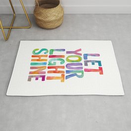 Let Your Light Shine Rug | Motivational, Colorful, Watercolour, Kids, Slogan, Graphicdesign, Typography, Bedroom, Room, Nursery 