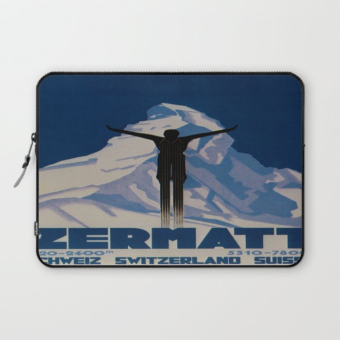 Vintage Zermatt Switzerland Travel Laptop Sleeve