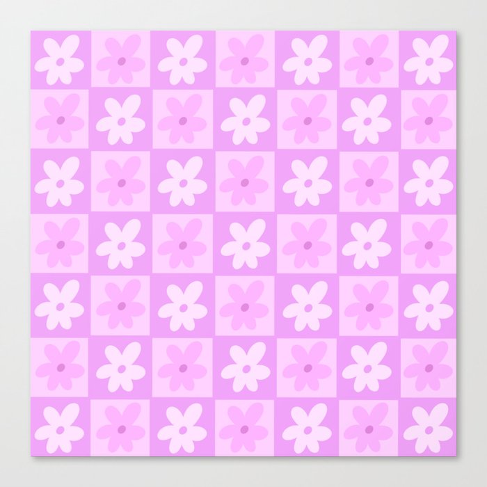 Neon Purple Spring Retro Flower Pop Canvas Print