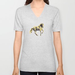 Canter Pirouette - Yellow and Gray V Neck T Shirt
