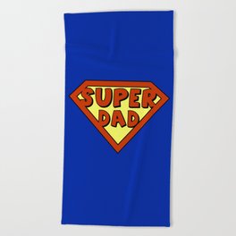 Funny super dad badge Beach Towel