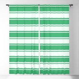 [ Thumbnail: Sea Green and Mint Cream Colored Pattern of Stripes Blackout Curtain ]