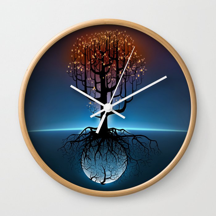 Tree, Candles, and the Moon Wall Clock