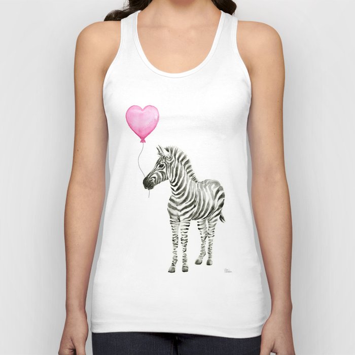 Zebra with Pink Balloon Tank Top