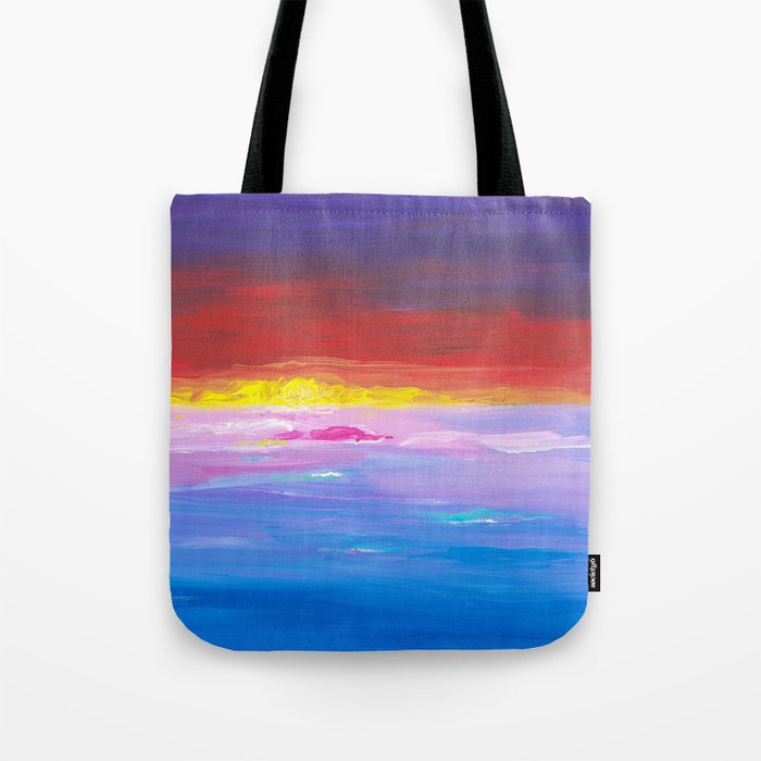 Colorful Sunset Landscape Painting Tote Bag
