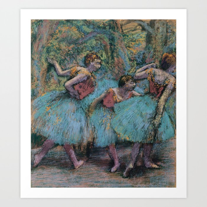 Edgar Degas Three Dancers Blue Tutus Red Bodices Art Print By