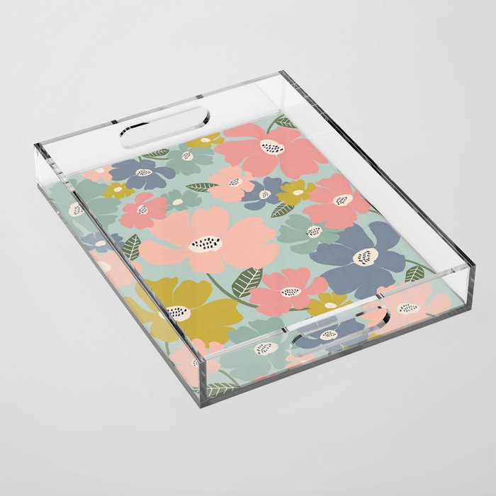 Happiness blooms bright Acrylic Tray