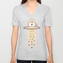 Alien Coffee Invasion V Neck T Shirt